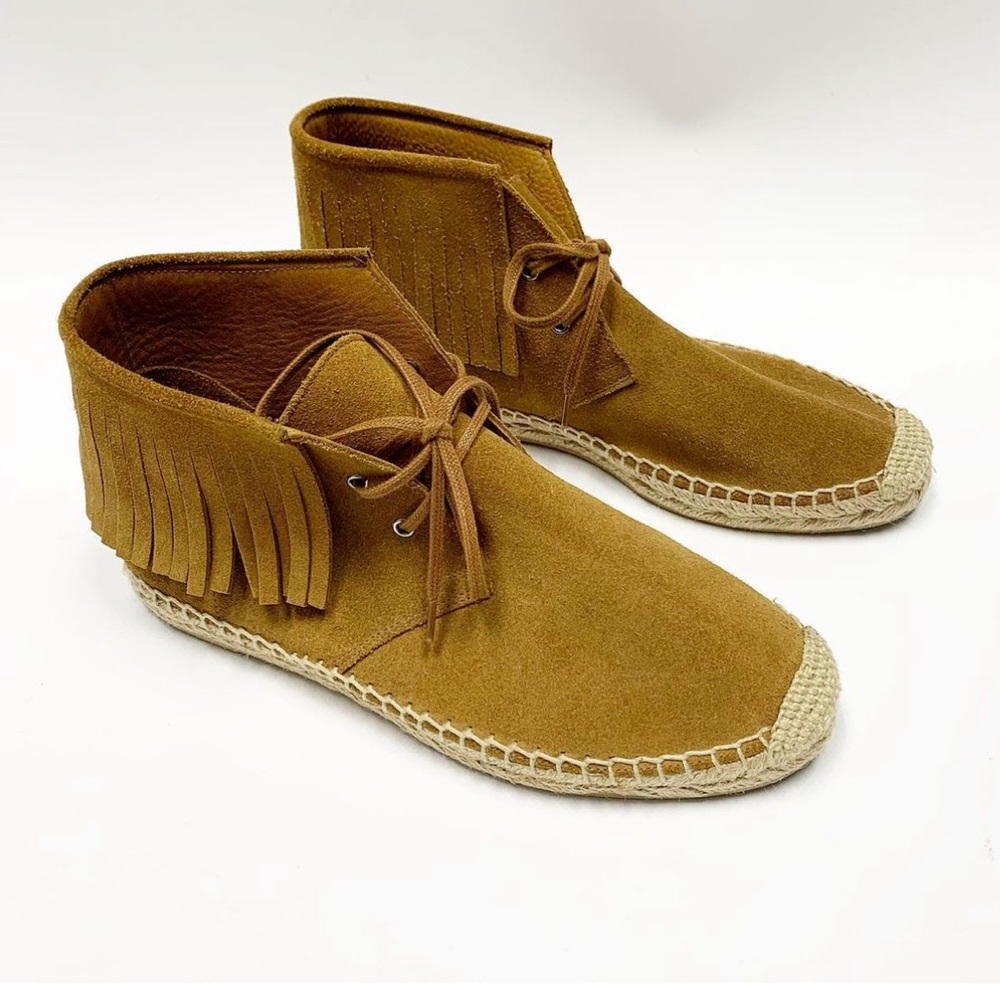Saint Laurent Suede Fringe Moccasin Booties Sz 36